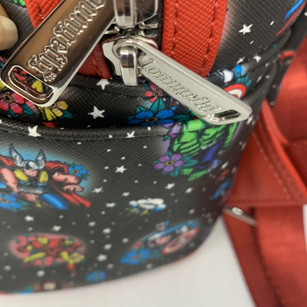 Loungefly NEW Marvel Avengers Tattoo Black Red Mini Backpack Superhero Collector